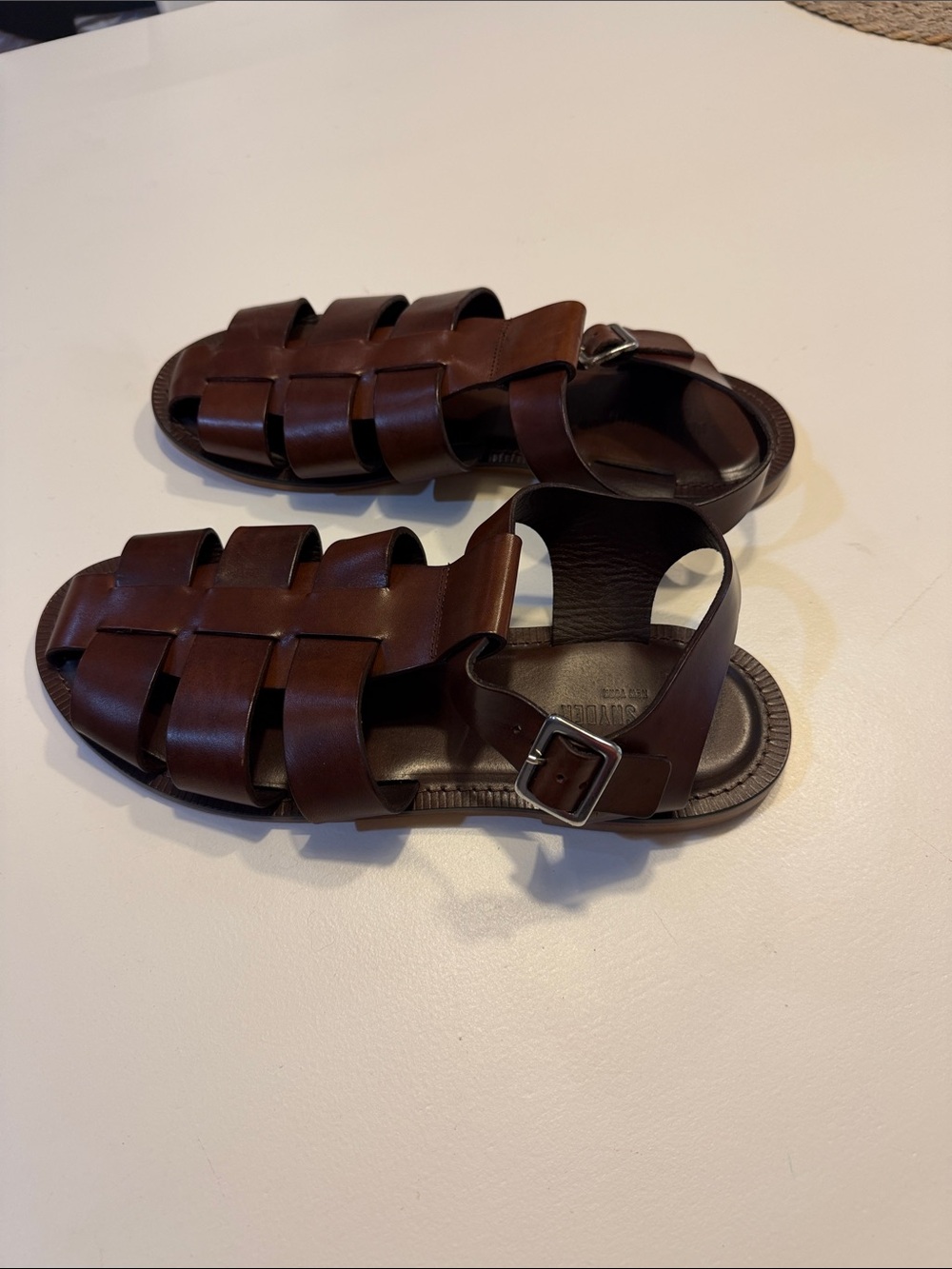 Todd Snyder Brown Leather Woven Fisherman Sandals